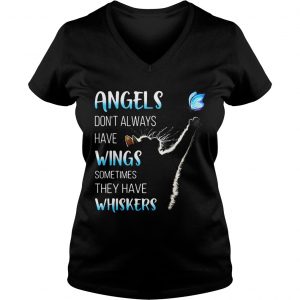 Ladies Vneck Cat catching butterfly angels dont always have wings sometimes they have whiskers shirt