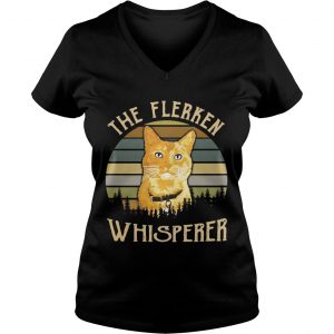 Ladies Vneck Cat the Flerken Whisperer sunset shirt