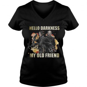 Ladies Vneck Daryl Dixon and Rick Grimes Hello Darkness My Old Friend TShirt