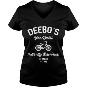 Ladies Vneck Deebos bike rental thats my bike punk Los Angeles Est 1995 shirt