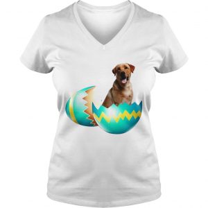 Ladies Vneck Dog Easter Cute Labrador Egg Gift Shirt