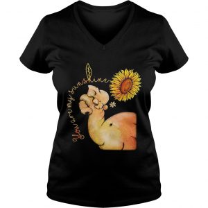 Ladies Vneck Elephant you are my sunshine sunflower shirt