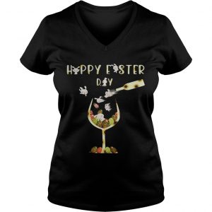 Ladies Vneck Happy Easter Day Wine shirt