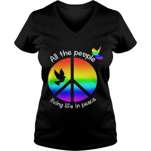 Ladies Vneck Hippie Peace All the people living life in peace shirt