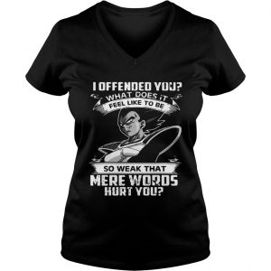 Ladies Vneck I offended you what does it feel like to be so weak that mere words hurt you shirt