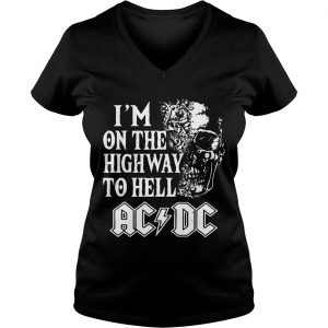 Ladies Vneck Im On The Highway To Hell ACDC Rock Band Shirt