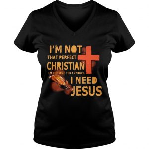 Ladies Vneck Im not that perfect Christian Im the one that knows I need Jesus shirt
