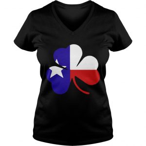 Ladies Vneck Irish Texas Flag Shamrock St Patricks TShirt