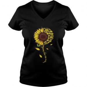Ladies Vneck Jeeps sunflower you are my sunshine shirt