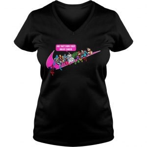 Ladies Vneck Jesus and Superhero and thats how I beat breast cancer shirt