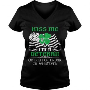 Ladies Vneck Kiss Me Im A Veteran Irish St Patricks Day Shirt