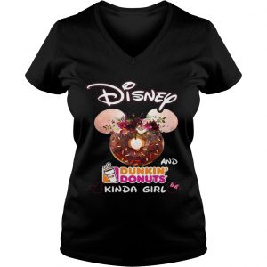 Ladies Vneck Mickey Mouse Disney and Dunkin Donuts kinda girl shirt
