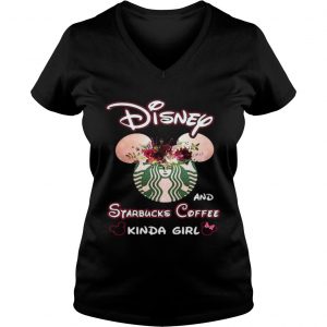 Ladies Vneck Mickey Mouse Disney and Starbucks coffee kinda girl shirt