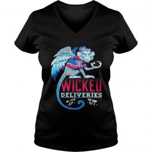 Ladies Vneck Monkey Wicked Deliveries we pick up and drop off shirt