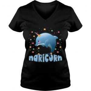 Ladies Vneck Narwhal Unicorn Naricorn TShirt