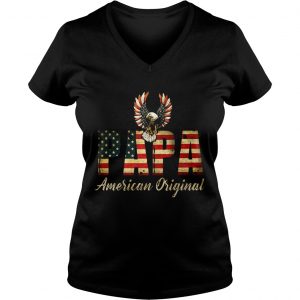 Ladies Vneck Papa American Original Vintage Gift Shirt