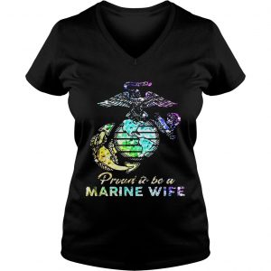 Ladies Vneck Proud To Be A Marine Wife Watercolor Shirt