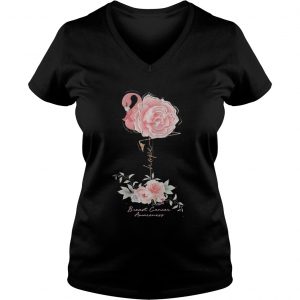 Ladies Vneck Rose Breast Cancer Awareness Shirt