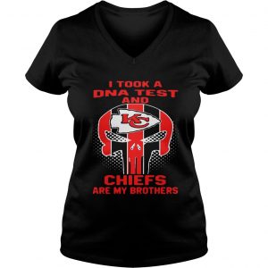 Ladies Vneck Skull I took a DNA test and Kansas City Chiefs are my brothers shirt