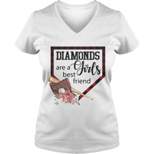 Ladies Vneck Softball Diamonds are a girls best friend shirt