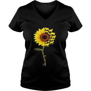 Ladies Vneck Sunflower Cow you are my sunshine shirt