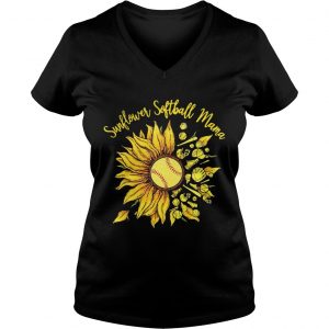 Ladies Vneck Sunflower Softball mama shirt