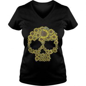 Ladies Vneck Sunflower skull shirt