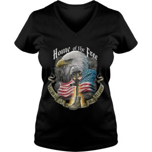 Ladies Vneck Veteran home of the free because of the brave TShirt