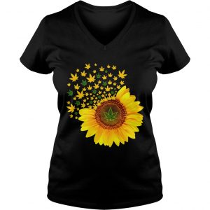 Ladies Vneck Weed sunflower shirt