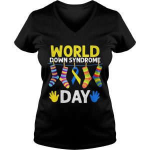 Ladies Vneck World down syndrome day shirt