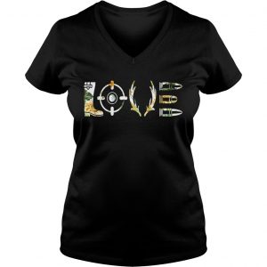 Love Hunting With Sunflower Gift Ladies Vneck
