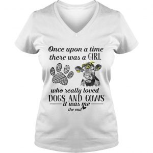 Once upon a time there was a girl who really loved dogs and cows Ladies Vneck