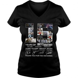 15 Years of Greys Anatomy thank you for the memories signature Ladies Vneck