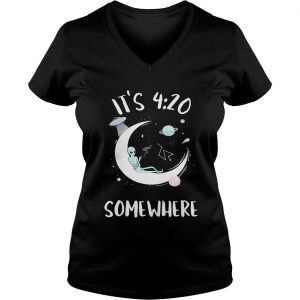 Alien on the moon its 4 20 somewhere Ladies Vneck