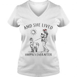 Alpaca and she lived happily ever after Ladies Vneck