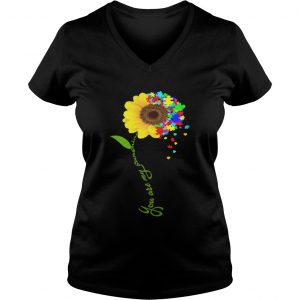 Autism Awareness Sunflower you are my sunshine Ladies Vneck