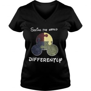 Autism Mickey mouse seeing the world differently Ladies Vneck