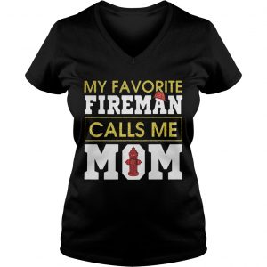 Diamond My favorite fireman calls me mom Ladies Vneck
