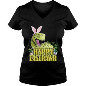 Dinosaur Bunny happy eastrawr easter Ladies Vneck