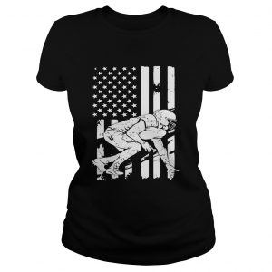 Football Player With American Flag Ladies Tee