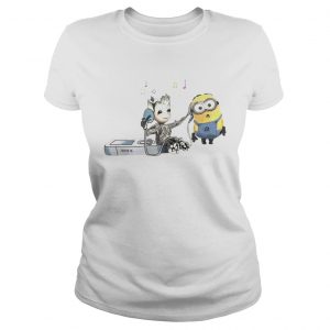 Groot And Minion Listening To Music Ladies Tee