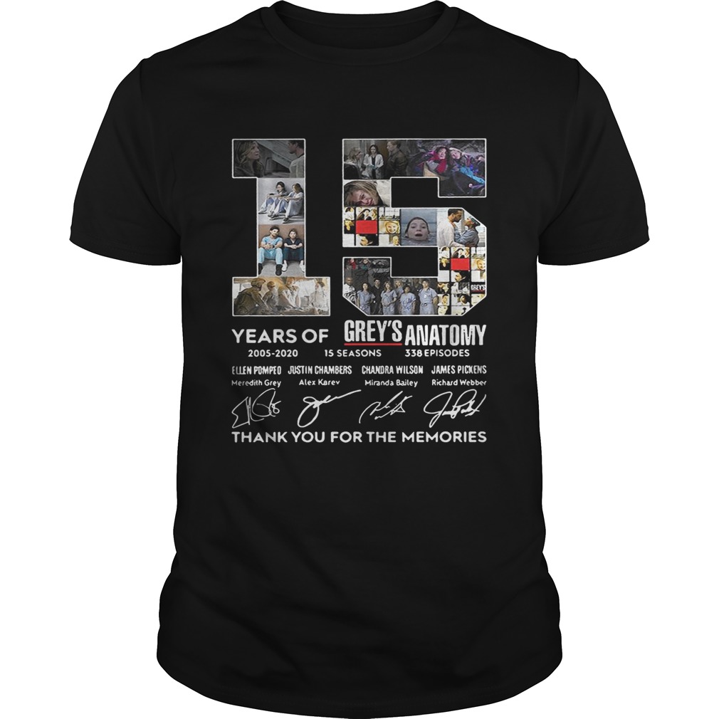 15 Years Of Grey’s Anatomy Thank You For The Memories tshirt