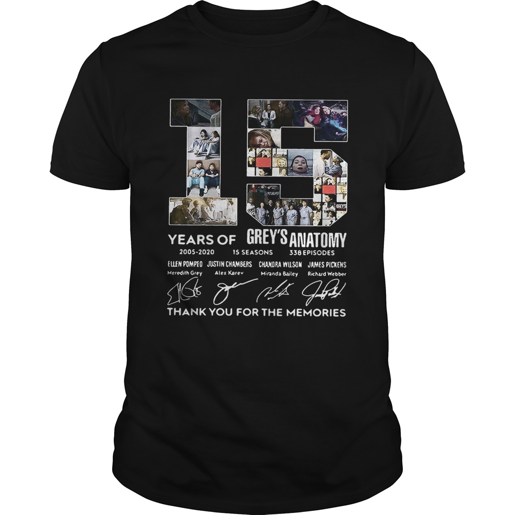 15 Years of Greys Anatomy thank you for the memories signature shirt