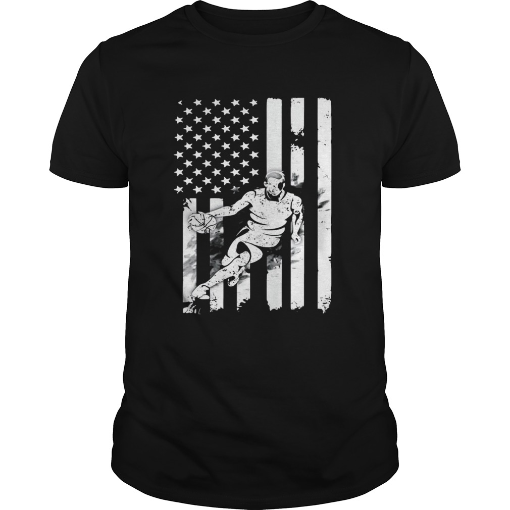 Basketball Player With American Flag T-Shirt