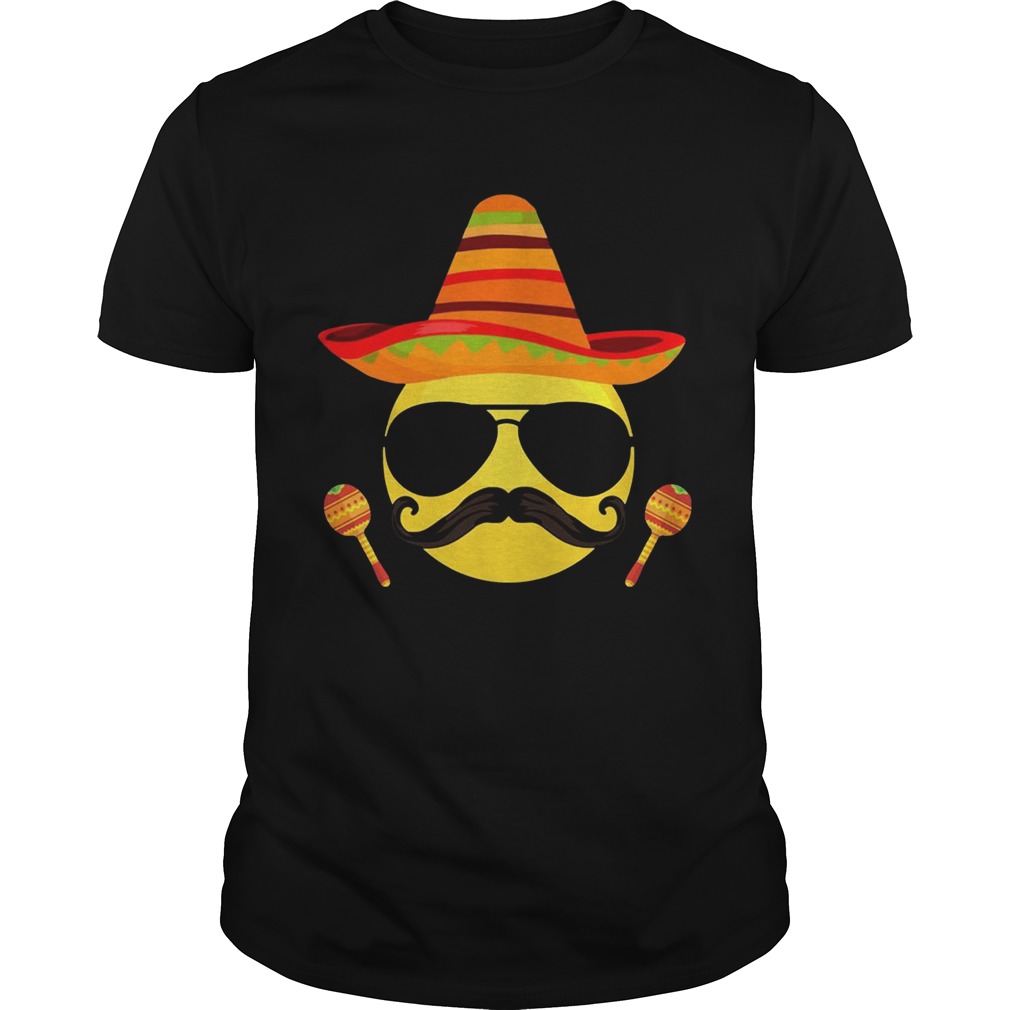 Emoji sombrero cool sunglasses cinco de mayo t-shirt