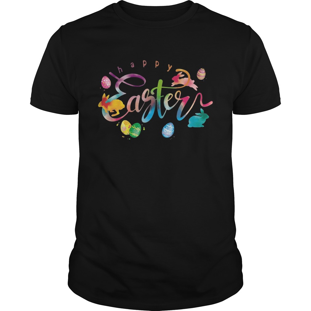 Happy Easter With Eggs Rabbits Decor T-Shirt