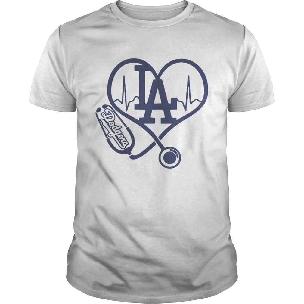 Nurse loves Los Angeles Dodgers stethoscope shirt
