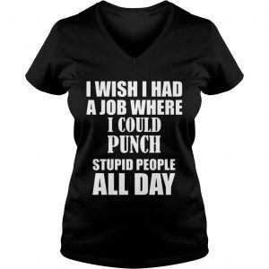 I Wish I Had A Job Where I Could Punch Stupid People All Day Ladies Vneck