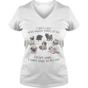 I dont care what anyone thinks of me excepts pugs I want pugs to like me Ladies Vneck