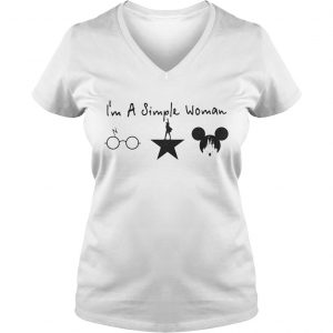 Im a simple woman Harry Potter Avenger and Disney Mickey Ladies Vneck